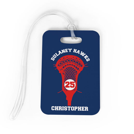 Guys Lacrosse Bag/Luggage Tag - Custom Number Stick Head