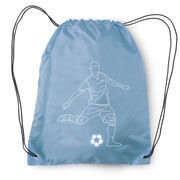 Soccer Drawstring Backpack - Soccer Guy Player Sketch