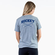 Hockey Short Sleeve T-Shirt - Hockey Crossed Sticks Logo (Back Design)