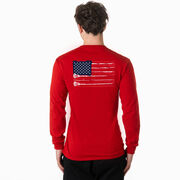 Guys Lacrosse Tshirt Long Sleeve - Amercian Flag (Back Design)