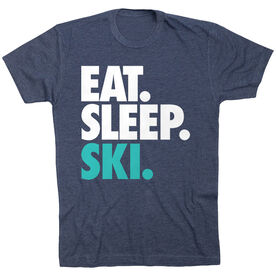 Skiing T-Shirt Short Sleeve Eat. Sleep. Ski. [Navy/Youth Medium] - SS