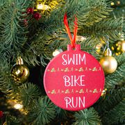 Triathlon Round Ceramic Ornament - Swim Bike Run