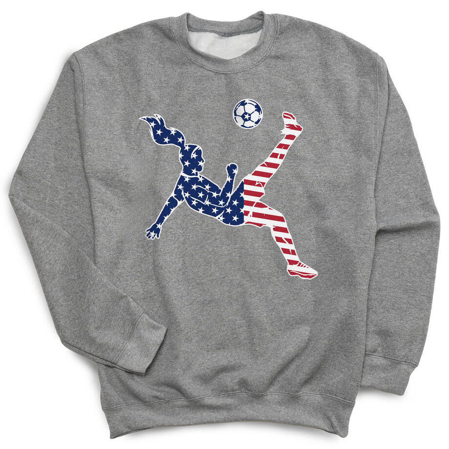 Soccer Crewneck Sweatshirt - Girls Soccer Stars and Stripes Player - Personalization Image