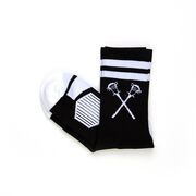 Guys Lacrosse Woven Mid-Calf Socks - Retro Crossed Sticks (Black/White)