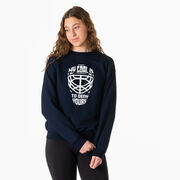 Hockey Crewneck Sweatshirt - My Goal is to Deny Yours Goalie Mask