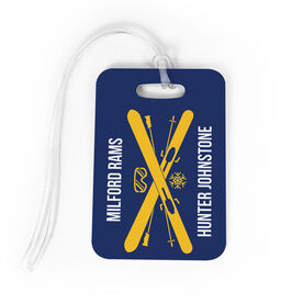 Skiing Bag/Luggage Tag - Personalized Text with Crossed Skis