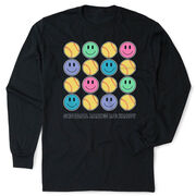 Softball Tshirt Long Sleeve - Softball Makes Me Happy
