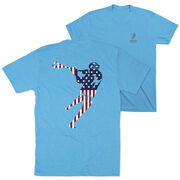 Guys Lacrosse Short Sleeve T-Shirt - American Flag Silhouette (Back Design)