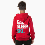 Skiing Hooded Sweatshirt - Eat Sleep Ski (Back Design)