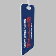 Guys Lacrosse Bag/Luggage Tag - Personalized Text with Crossed Sticks