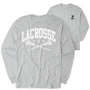 Guys Lacrosse Tshirt Long Sleeve - Crossed Sticks (Back Design)