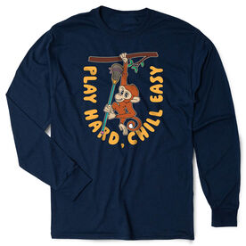 Guys Lacrosse Tshirt Long Sleeve - Play Hard, Chill Easy