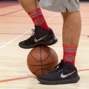 Basketball Woven Mid-Calf Socks - Ball (Red/Gray)