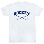 Hockey Tshirt Short Sleeve Hockey Crossed Sticks Logo