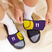 Softball Repwell&reg; Slide Sandals - Ball and Number Reflected