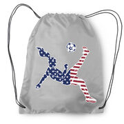 Soccer Drawstring Backpack - Girls Soccer Stars and Stripes Player