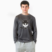 Hockey Long Sleeve Performance Tee - Hockey Helmet Skull