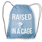Raised In A Cage Baseball Drawstring Backpack