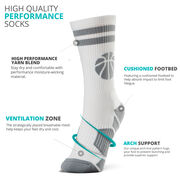 Basketball Mid-Calf Sock - Ball - White/Gray