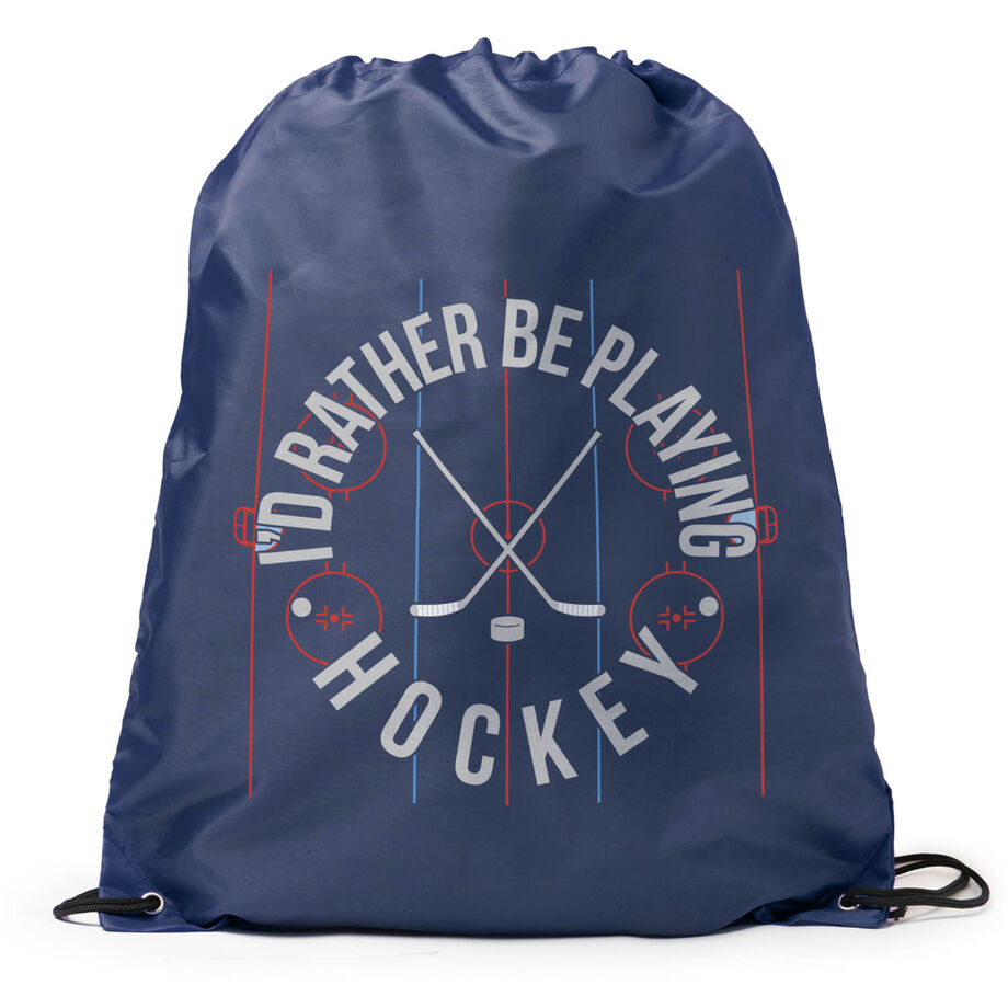 Hockey Drawstring Backpack - Rather Be Playing Hockey