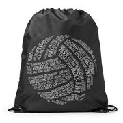 Volleyball Drawstring Backpack Volleyball Words