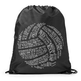 Volleyball Drawstring Backpack Volleyball Words