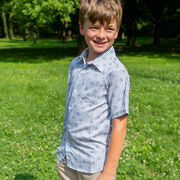 Hockey Performance Short Sleeve Button Down Shirt - Blue Line