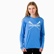 Girls Lacrosse Long Sleeve Performance Tee - Crossed Girls Sticks