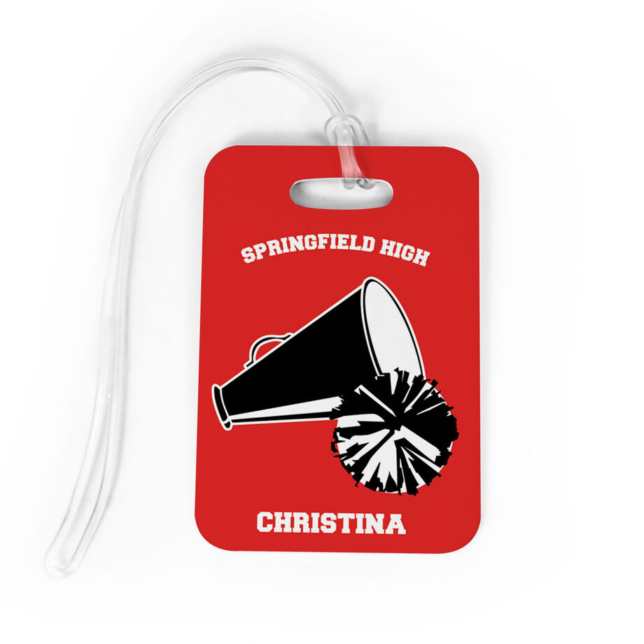 Cheerleading Bag/Luggage Tag - Personalized Cheer Team Pom Pom & Megaphone