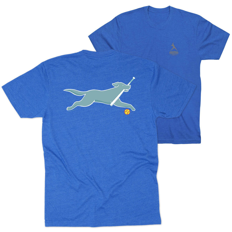 Softball Short Sleeve T-Shirt - Mitts the Softball Dog (Back Design)