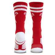 Guys Lacrosse Woven Mid-Calf Socks - Retro Crossed Sticks (Red/White)