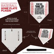 Premier Wooden Baseball Home Plate Plaque - Dear Dad