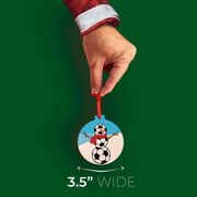 Soccer Round Ceramic Ornament -Soccer Snowman