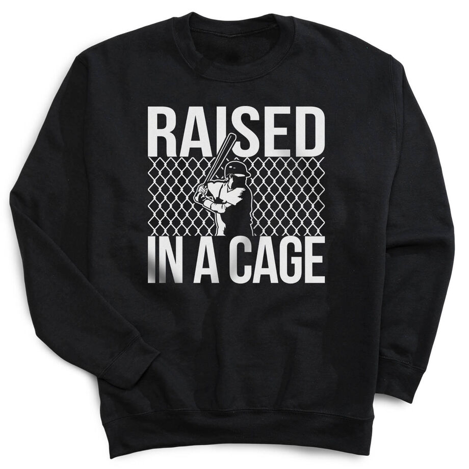 Baseball Crew Neck Sweatshirt - Raised in a Cage