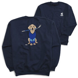 Hockey Crewneck Sweatshirt - Puck The Hockey Dog (Back Design)