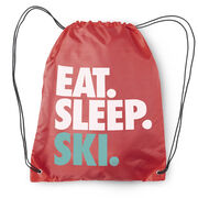 Skiing & Snowboarding Drawstring Backpack Eat. Sleep. Ski.