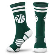 Basketball Woven Mid-Calf Socks - Ball (Green/White)