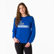 Baseball Tshirt Long Sleeve - Eat. Sleep. Baseball Bold Text 