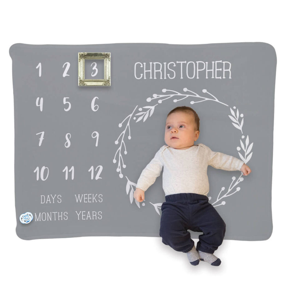 Personalized Baby Blanket - Month Milestones Blanket - Personalization Image