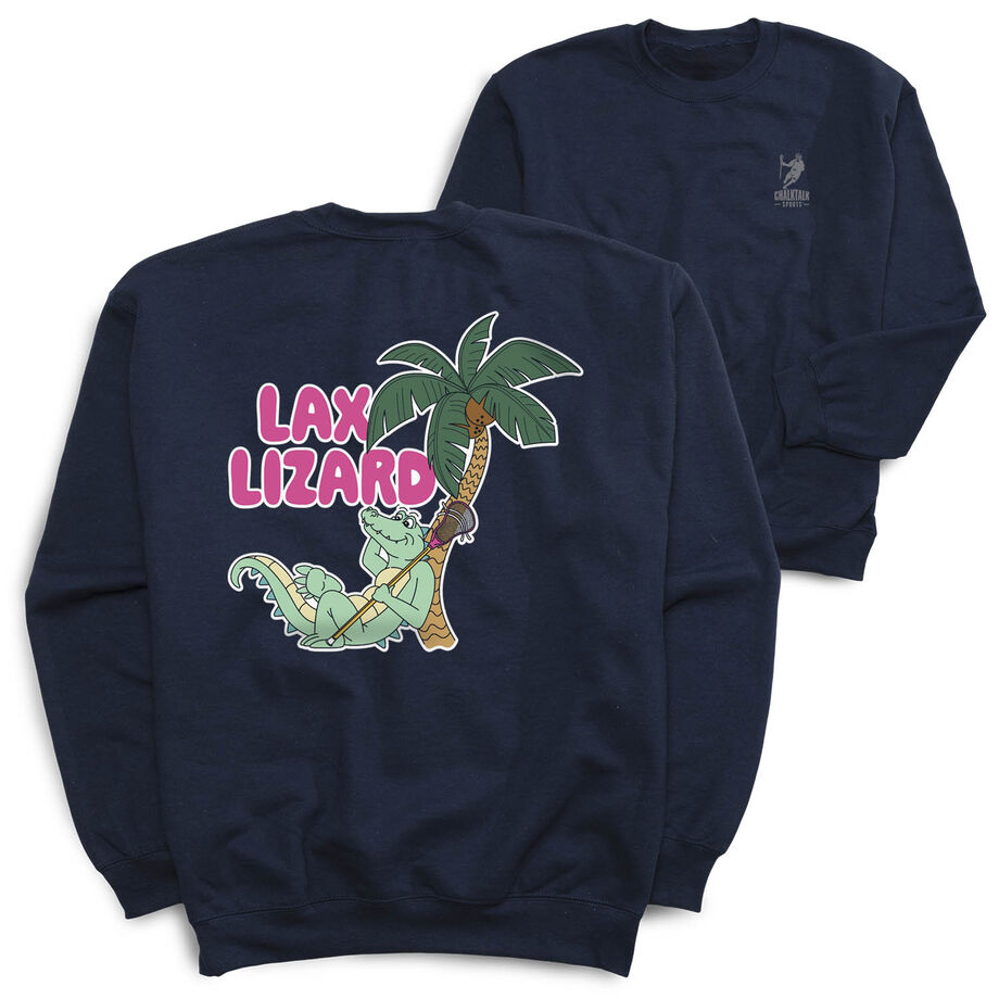 Guys Lacrosse Crewneck Sweatshirt - Lax Lizard (Back Design)