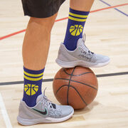 Basketball Woven Mid-Calf Socks - Ball (Navy/Maize)