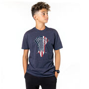 Guys Lacrosse Short Sleeve T-Shirt - Patriotic Stick