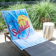 Softball Premium Beach Towel - Softball Heart Tie-Dye