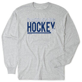 Hockey Short Sleeve T-Shirt - I'd Rather Be Playing Hockey (Back Design) | Gray, AL, Unisex | ChalkTalkSPORTS