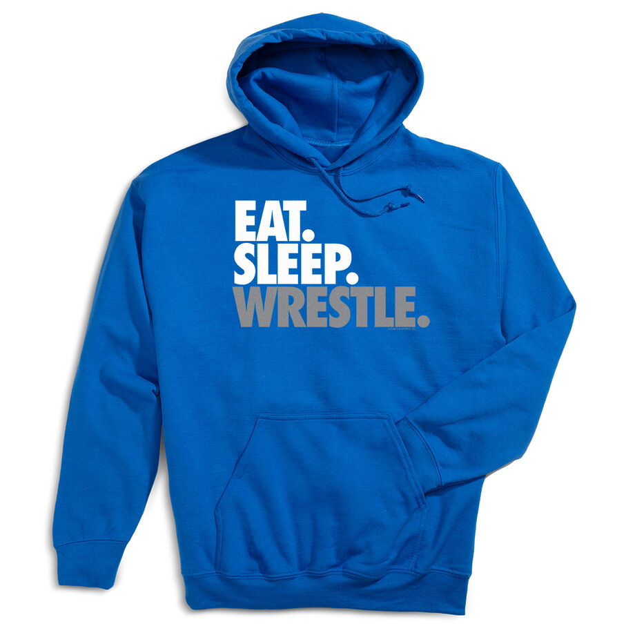 Wrestling Hooded Sweatshirt - Eat Sleep Wrestle (Stack) [Adult X-Large/Royal] - SS