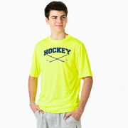 Hockey Short Sleeve Performance Tee - Hockey Crossed Sticks Logo