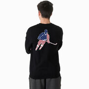 Hockey Crewneck Sweatshirt - Hockey Stars and Stripes Player (Back Design)
