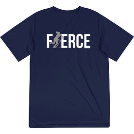 Field Hockey Short Sleeve Performance Tee - Fierce Field Hockey Girl with Silver Glitter