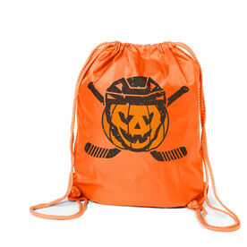 Hockey Drawstring Backpack - Helmet Pumpkin