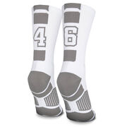 Team Number Woven Mid-Calf Socks - White/Gray